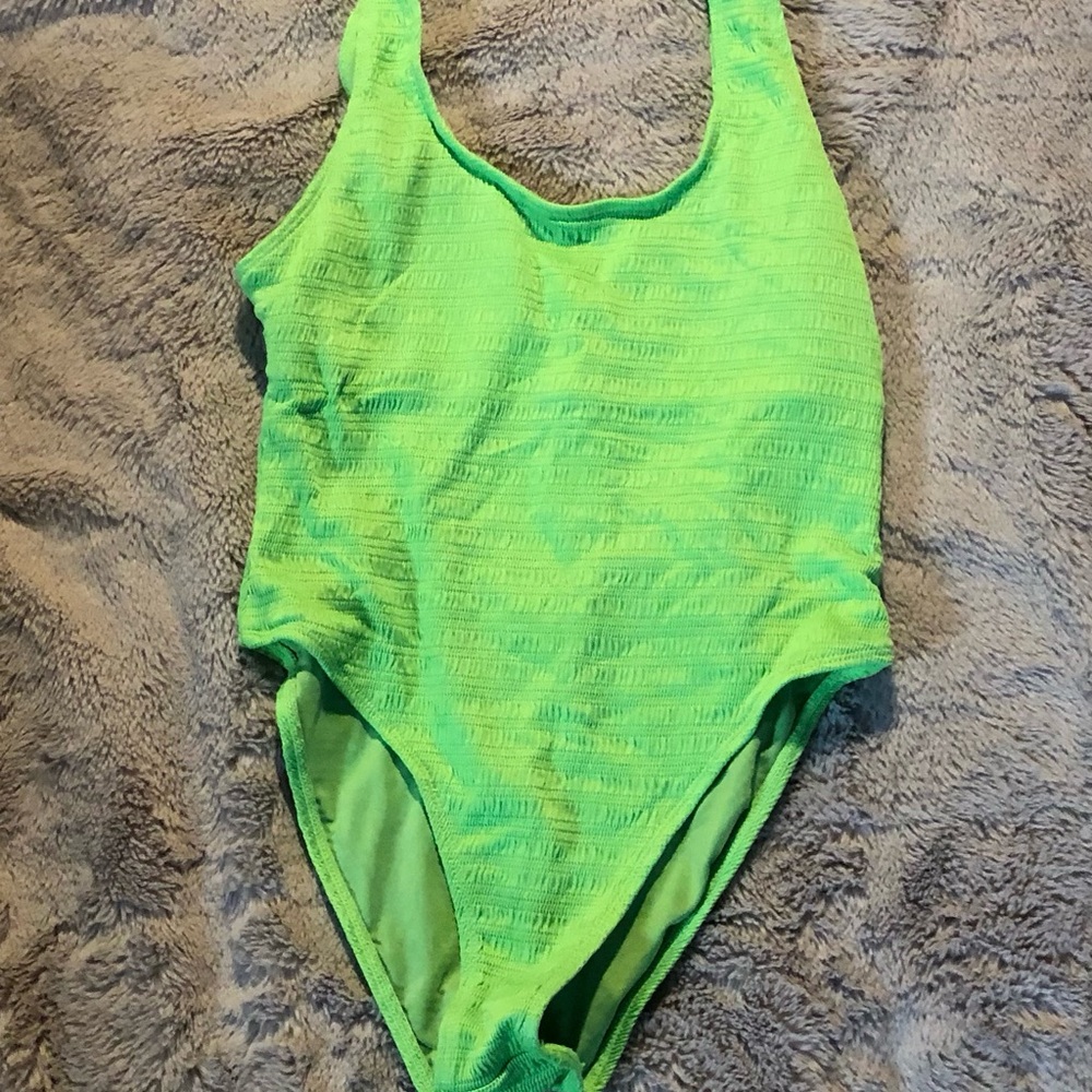 MOSMANN AUSTRALIA Women SZ Green Scoop Neck High Cut One Piece Swimsuit